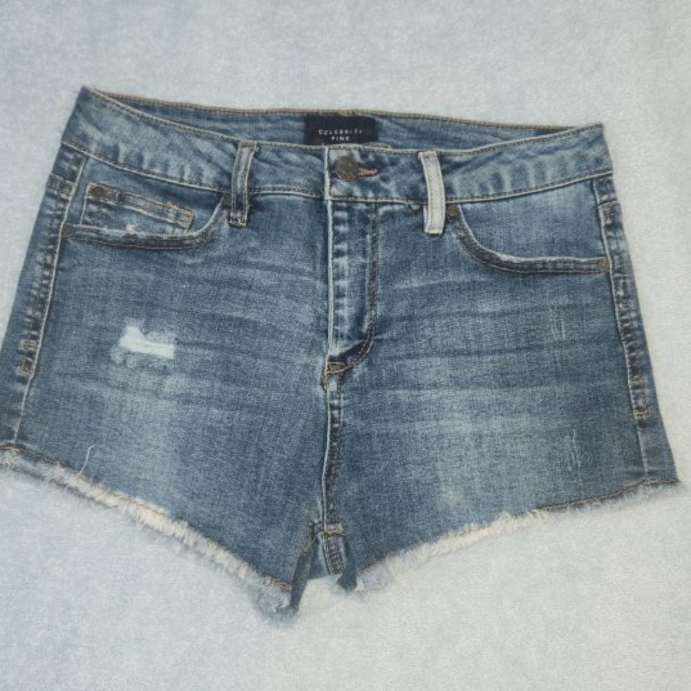 CELEBRITY PINK ladies' distressed jean shorts, size 8, 28" waist